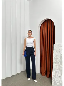 Cırtlı Pantolon Krep Lacivert Pt
