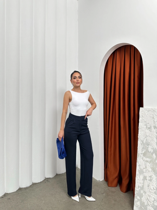 Cırtlı Pantolon Krep Lacivert Pt