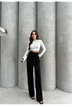Cırtlı Pantolon Krep Siyah Pt