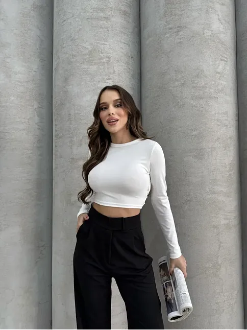Cırtlı Pantolon Krep Siyah Pt