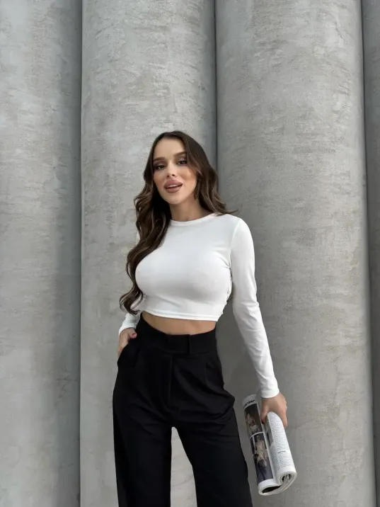 Cırtlı Pantolon Krep Siyah Pt