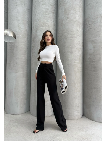 Cırtlı Pantolon Krep Siyah Pt