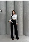 Cırtlı Pantolon Krep Siyah Pt