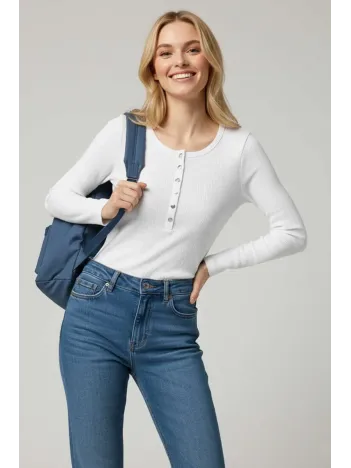 Çıtçıt Detaylı Bluz Beyaz T4343