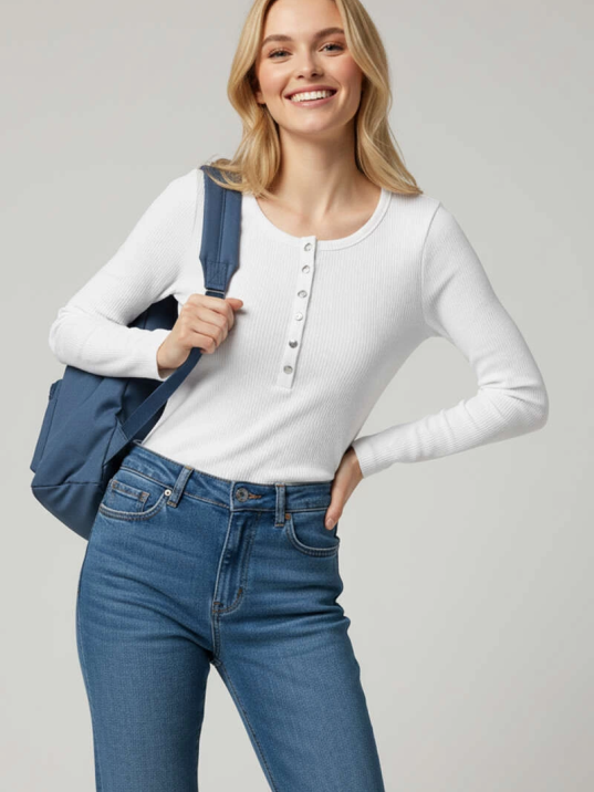 Çıtçıt Detaylı Bluz Beyaz T4343 Çıtçıt Detaylı Bluz Beyaz T4343