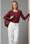 Çıtçıt Detaylı Bluz Bordo T4343