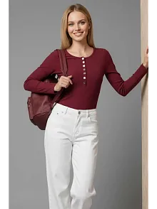 Çıtçıt Detaylı Bluz Bordo T4343
