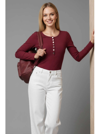 Çıtçıt Detaylı Bluz Bordo T4343 Çıtçıt Detaylı Bluz Bordo T4343