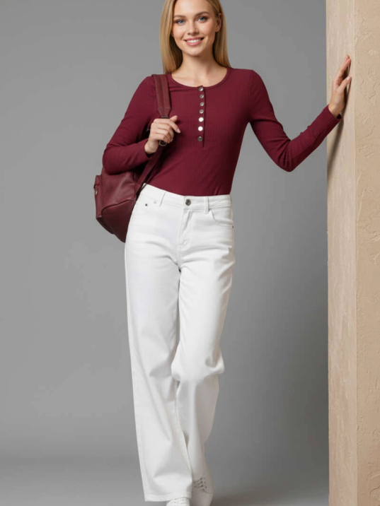 Çıtçıt Detaylı Bluz Bordo T4343 Çıtçıt Detaylı Bluz Bordo T4343