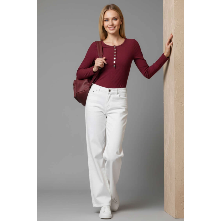 Çıtçıt Detaylı Bluz Bordo T4343 Çıtçıt Detaylı Bluz Bordo T4343