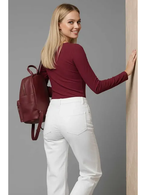 Çıtçıt Detaylı Bluz Bordo T4343