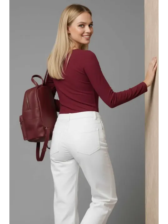 Çıtçıt Detaylı Bluz Bordo T4343