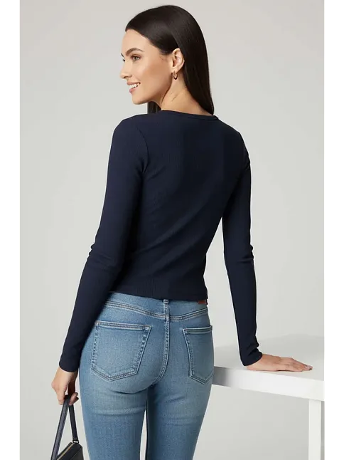 Çıtçıt Detaylı Bluz Lacivert T4343