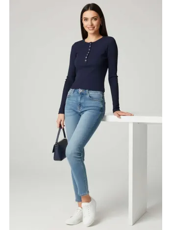 Çıtçıt Detaylı Bluz Lacivert T4343 Çıtçıt Detaylı Bluz Lacivert T4343