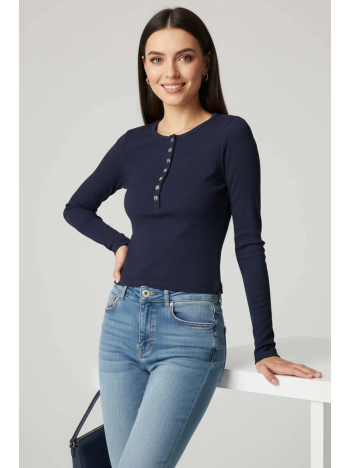 Çıtçıt Detaylı Bluz Lacivert T4343 Çıtçıt Detaylı Bluz Lacivert T4343