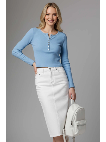 Çıtçıt Detaylı Bluz Mavi T4343 Çıtçıt Detaylı Bluz Mavi T4343