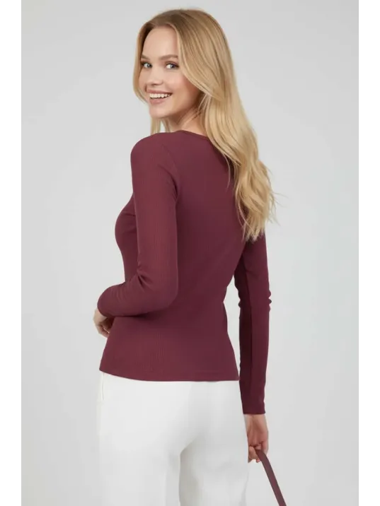 Çıtçıt Detaylı Bluz Mürdüm T4343