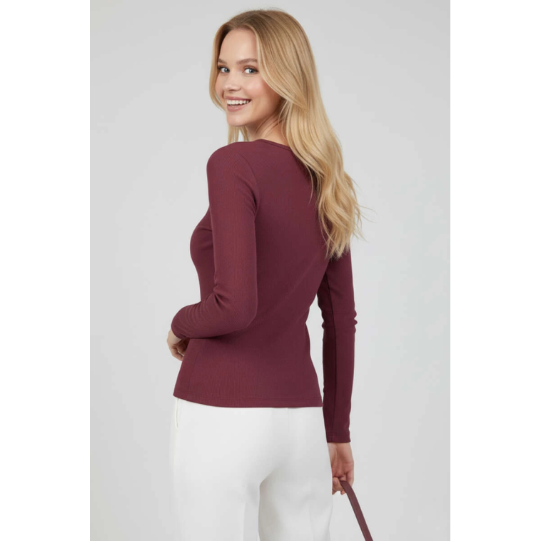 Çıtçıt Detaylı Bluz Mürdüm T4343 Çıtçıt Detaylı Bluz Mürdüm T4343