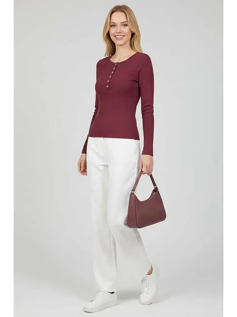 Çıtçıt Detaylı Bluz Mürdüm T4343