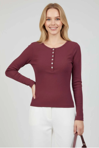 Çıtçıt Detaylı Bluz Mürdüm T4343