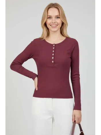 Çıtçıt Detaylı Bluz Mürdüm T4343