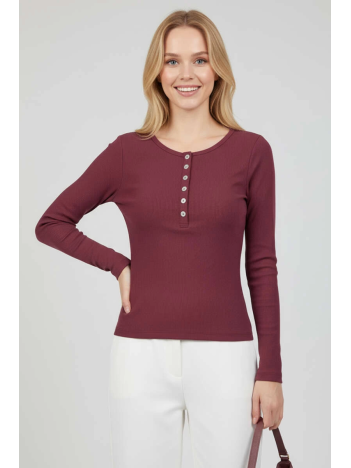 Çıtçıt Detaylı Bluz Mürdüm T4343 Çıtçıt Detaylı Bluz Mürdüm T4343