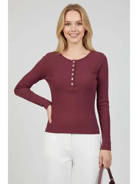 Çıtçıt Detaylı Bluz Mürdüm T4343