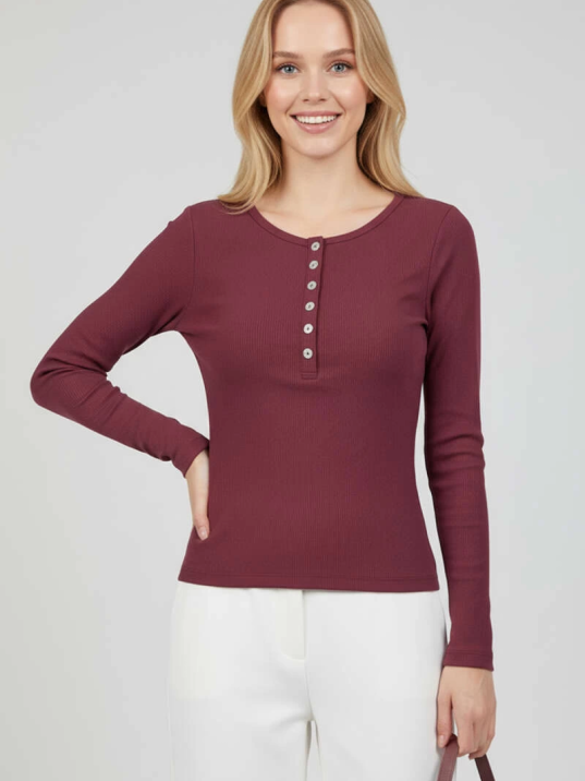 Çıtçıt Detaylı Bluz Mürdüm T4343 Çıtçıt Detaylı Bluz Mürdüm T4343