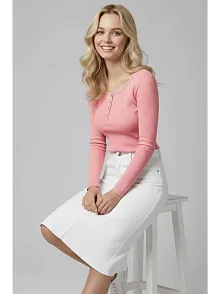 Çıtçıt Detaylı Bluz Pembe T4343