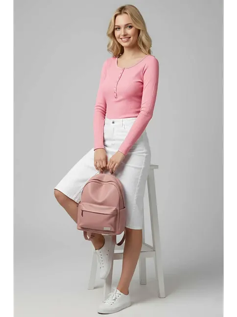 Çıtçıt Detaylı Bluz Pembe T4343
