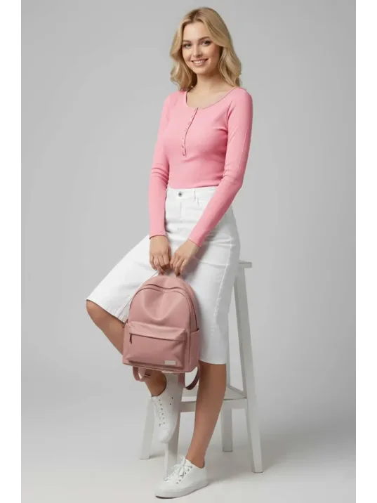 Çıtçıt Detaylı Bluz Pembe T4343