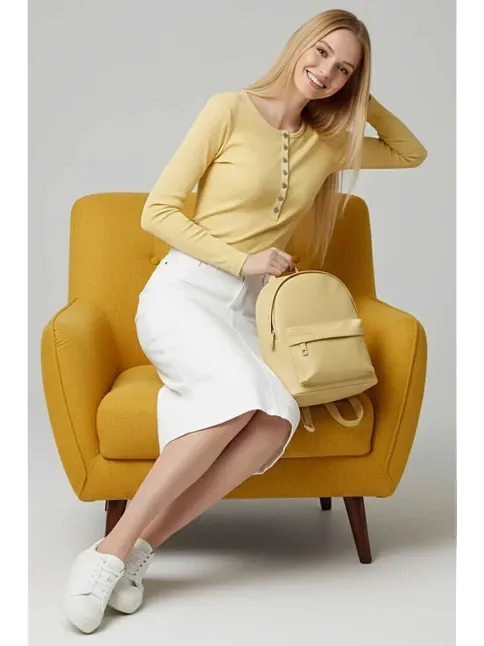 Çıtçıt Detaylı Bluz Sarı T4343