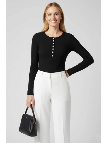 Çıtçıt Detaylı Bluz Siyah T4343 Çıtçıt Detaylı Bluz Siyah T4343