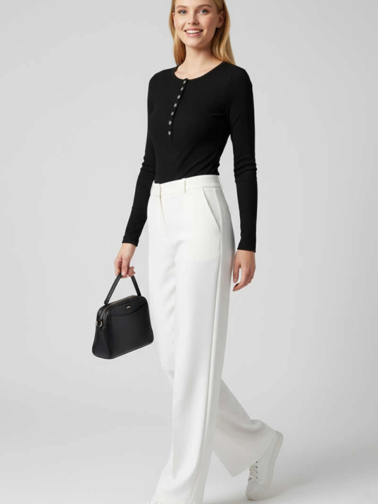 Çıtçıt Detaylı Bluz Siyah T4343