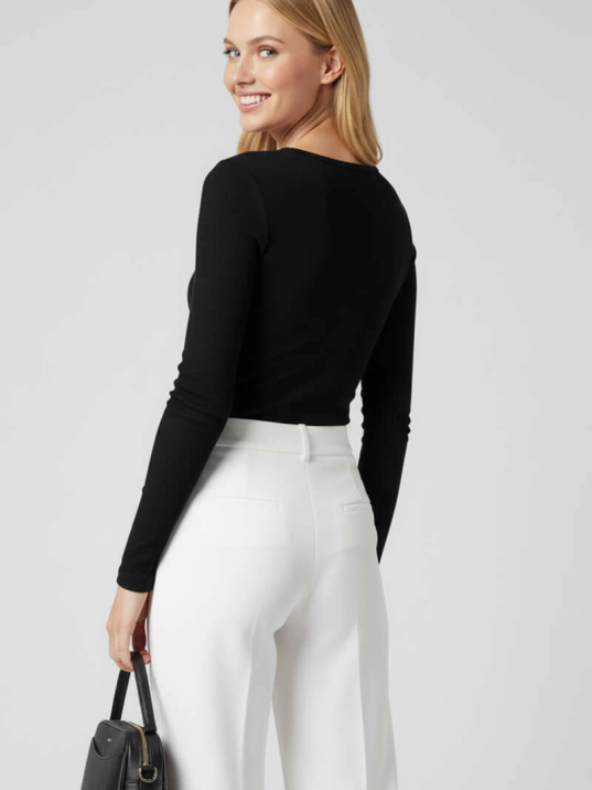 Çıtçıt Detaylı Bluz Siyah T4343