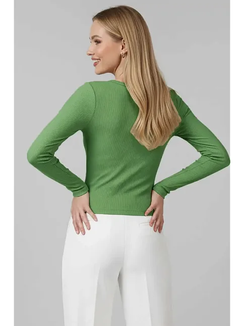 Çıtçıt Detaylı Bluz Yeşil T4343