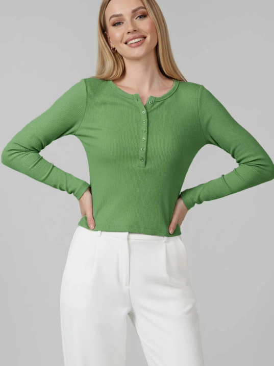 Çıtçıt Detaylı Bluz Yeşil T4343 Çıtçıt Detaylı Bluz Yeşil T4343