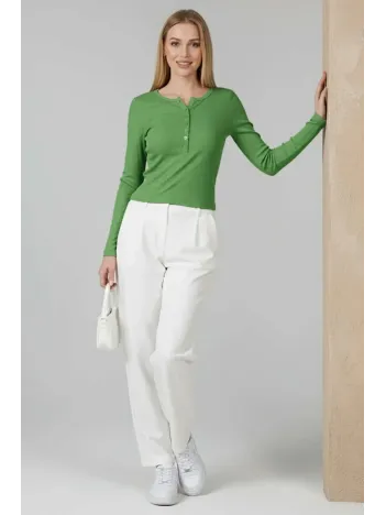 Çıtçıt Detaylı Bluz Yeşil T4343