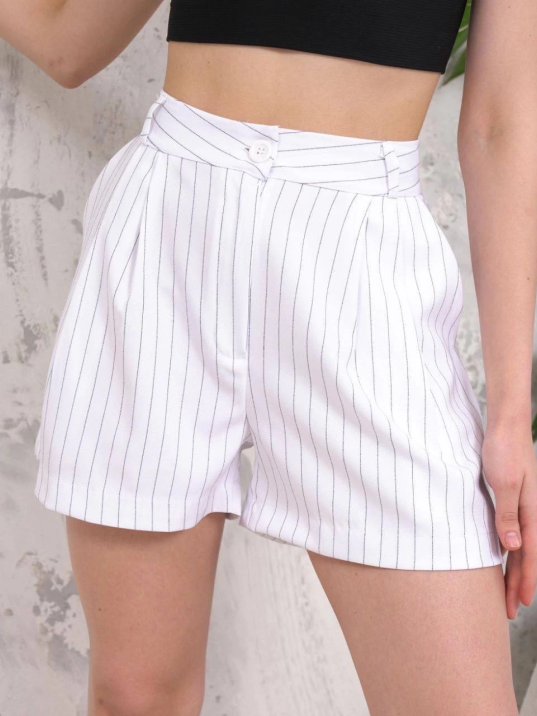 Çizgili düğmeli şort beyaz s2551251 Çizgili düğmeli şort beyaz s2551251