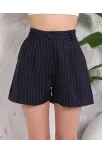 Çizgili Düğmeli Şort Siyah S2551251
