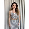 Çizgili etek crop takım Çizgili etek crop takım