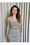 Çizgili Etek Crop Takım Çizgili Etek Crop Takım