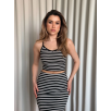 Çizgili etek crop takım Çizgili etek crop takım