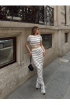 Çizgili Etekli Takım Beyaz S3609 Çizgili Etekli Takım Beyaz S3609