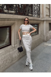 Çizgili Etekli Takım Beyaz S3609 Çizgili Etekli Takım Beyaz S3609