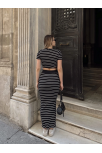 Çizgili Etekli Takım Siyah S3609 Çizgili Etekli Takım Siyah S3609