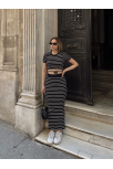 Çizgili Etekli Takım Siyah S3609 Çizgili Etekli Takım Siyah S3609