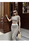 Çizgili Etekli Takım Vizon S3609