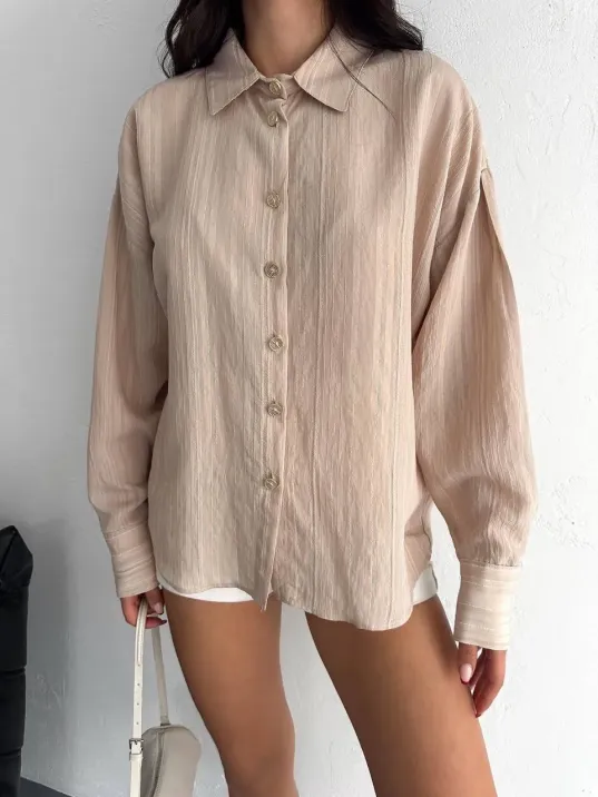 Çizgili Oversize Gömlek Çizgili Oversize Gömlek