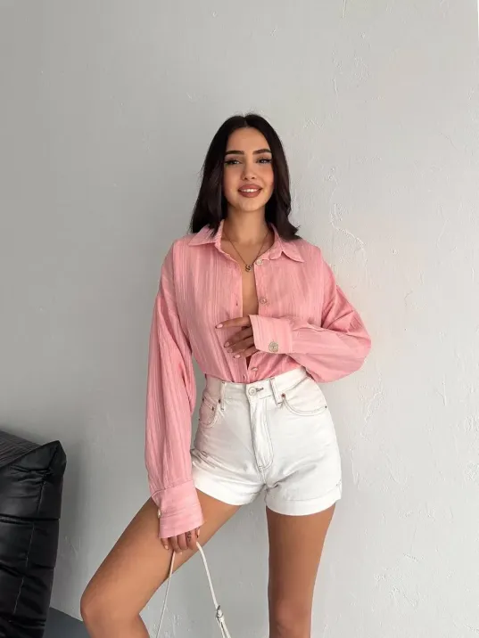 Çizgili Oversize Gömlek Çizgili Oversize Gömlek